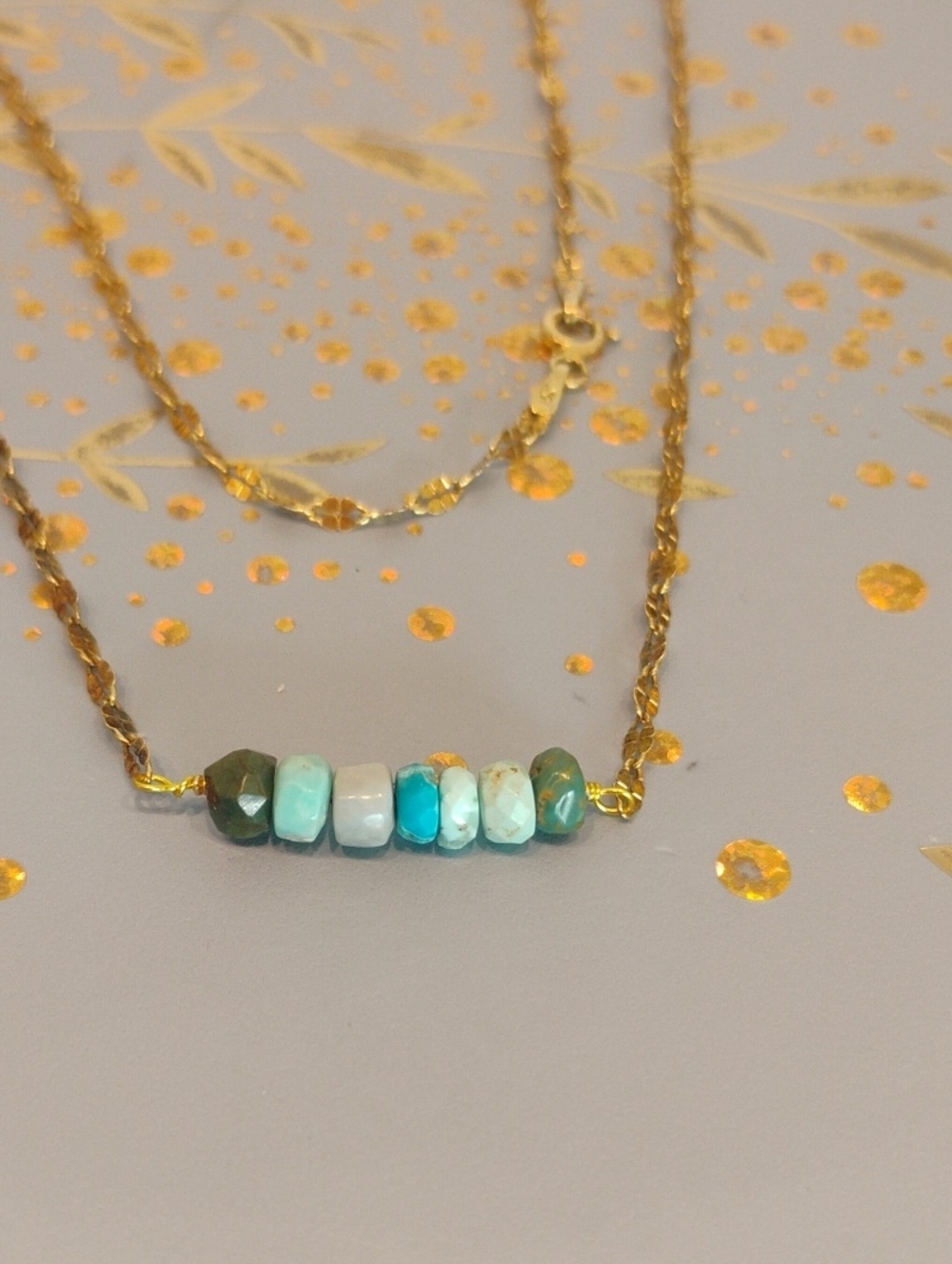 Kingman Turquoise Gold Over Sterling Silver Necklace